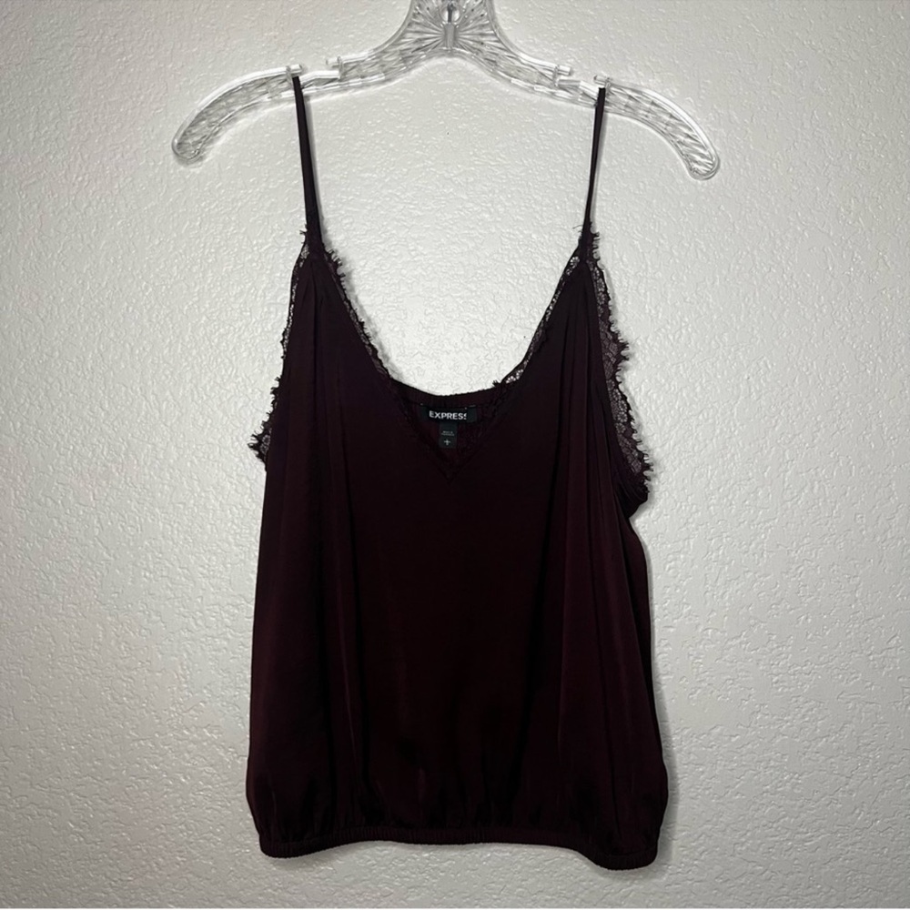 Express V-Neck Lace Trim Sleeveless Blouse Size: L‎